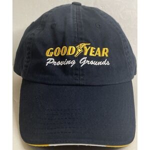 Goodyear Proving Grounds Hat Blue Yellow Texas Tires USA Adjustable Baseball Cap